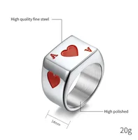 JHSL Big Large Heart Spade Ace Poker Rings for Men Silver Color Stainless Steel Fashion Jewelry Gift Size 7 8 9 10 11 12 2