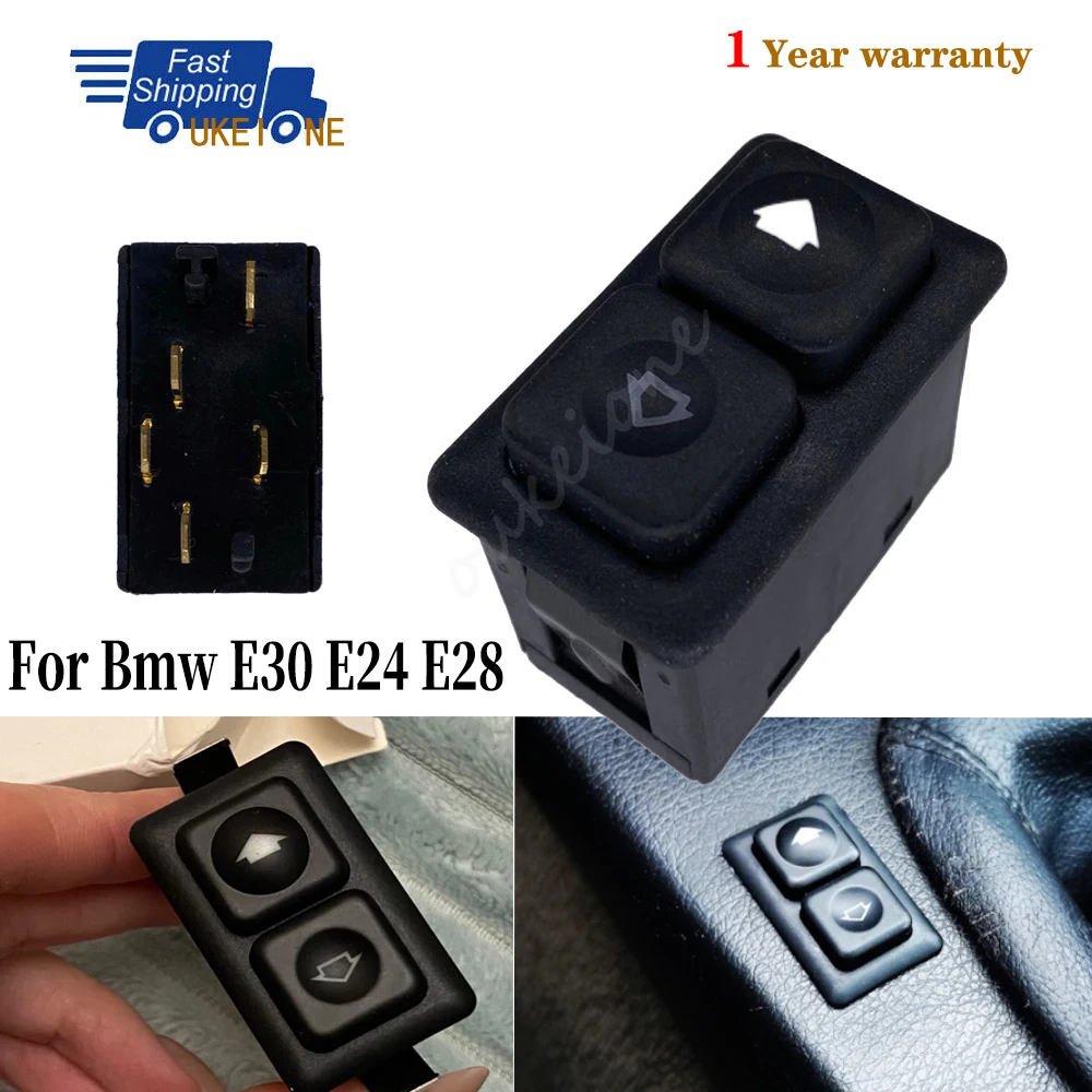 1 adet işıklı otomobil elektrikli cam düğmesi sürücü sol yan regülatörü düğme BMW E23 E24 E28 E30 araba aksesuarları 61311381205