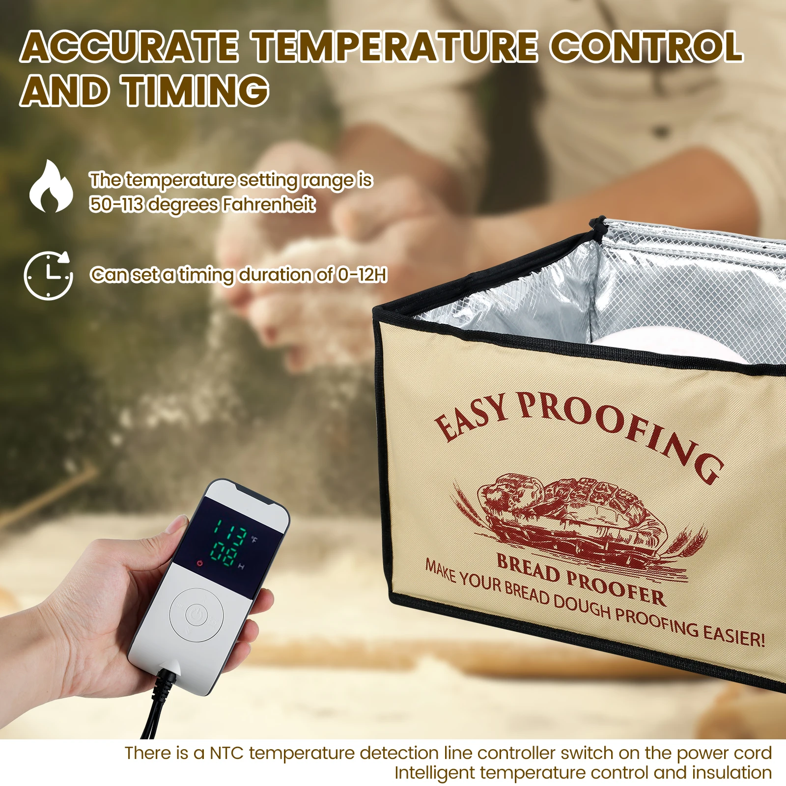Dough Proofer Versatile Dough Proofer with Heater Temperature Control Dough Proofing Box Collapsible Timing Proofer for Making Bread