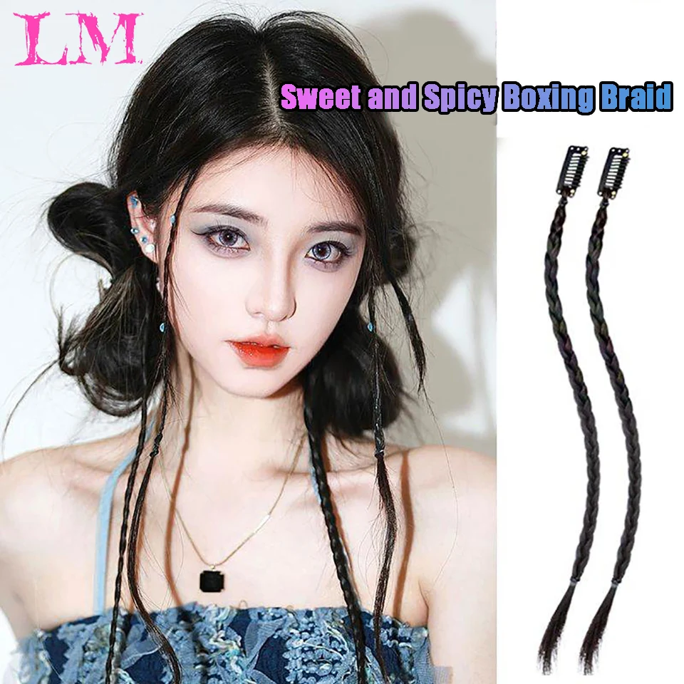 LM 합성 헤어밴드 앞머리 연장 가발, 긴 측면이 없는 여성용 자연스러운 브라운 블랙 헤어피스