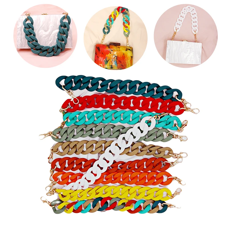 

1Pcs 38cm Fashion Acrylic Frosted Bag strap Shoulder Bag fish Bone Handbag Chain Strap Detachable Belts Handle Bag Accessories