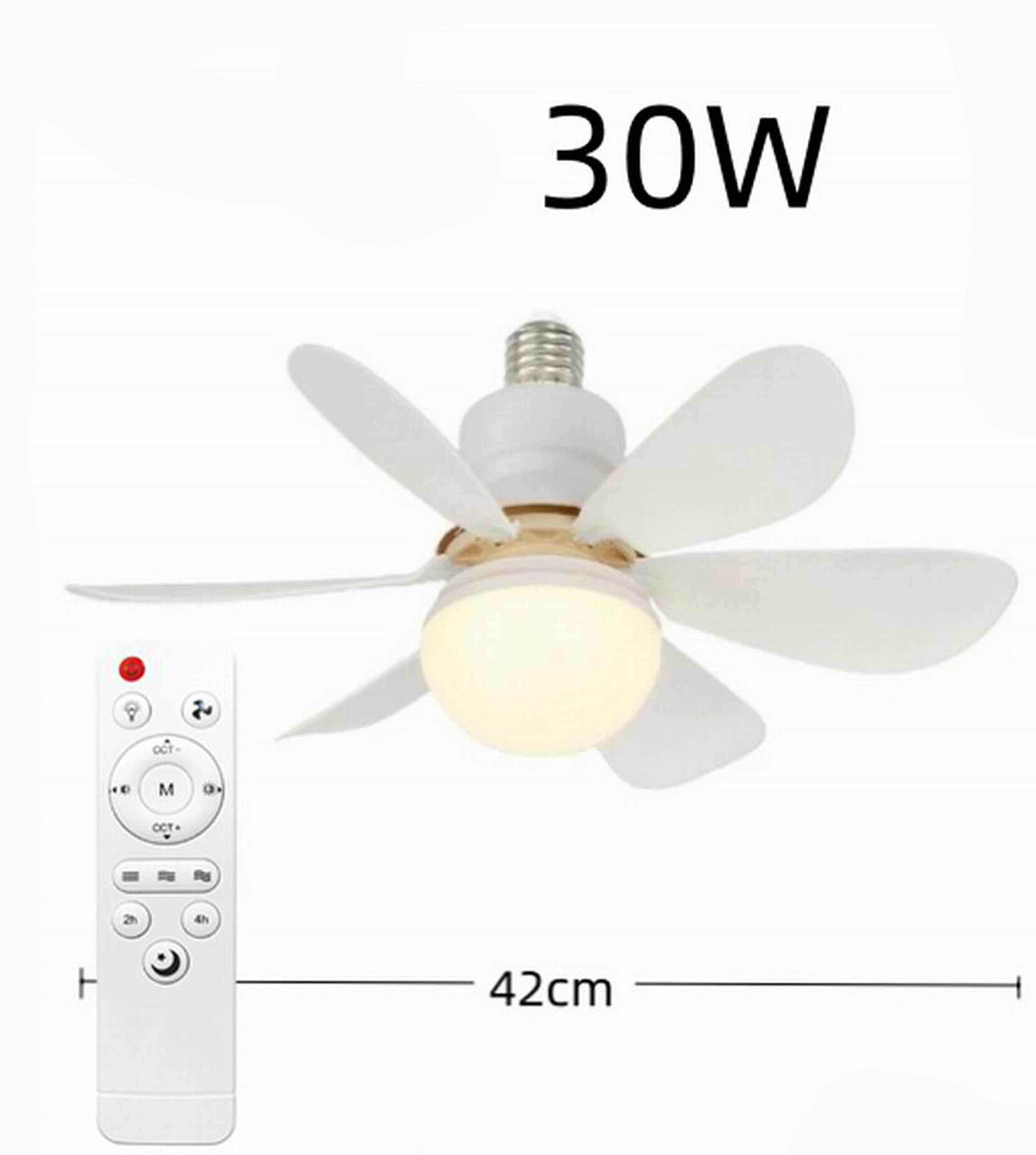 Ventilateur Plafond avec Lumiere et Telecommande, E26/E27 Lampe