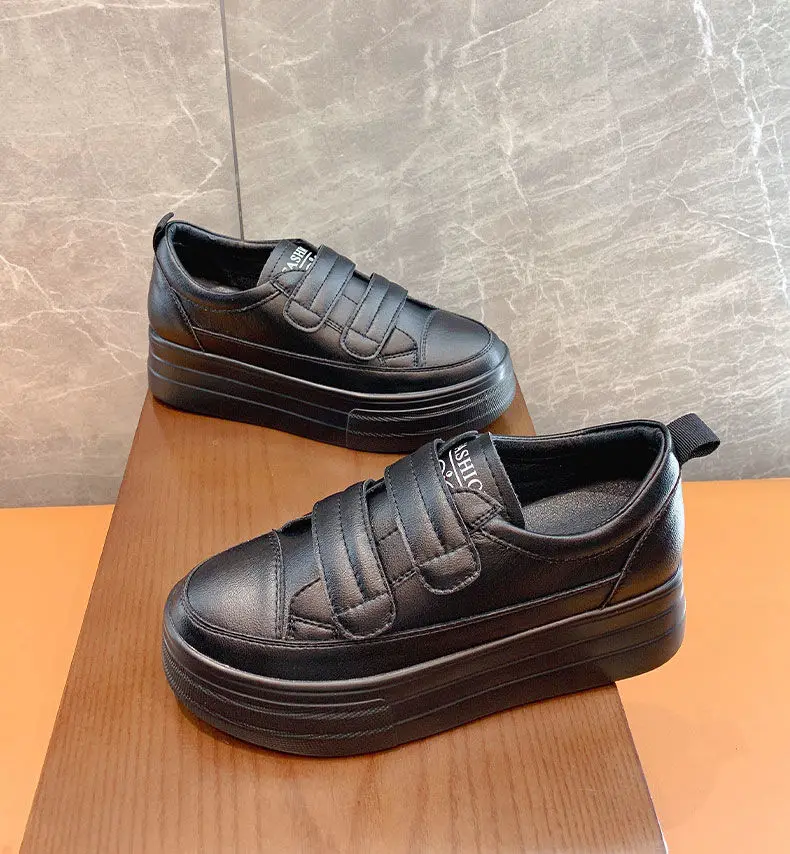 Women's 5cm Leather Wedge Sneakers - true deals club