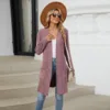 2025 Autumn Cross border Solid Color Casual Splicing Long Sleeve Cardigan for European and American Women's Clothing