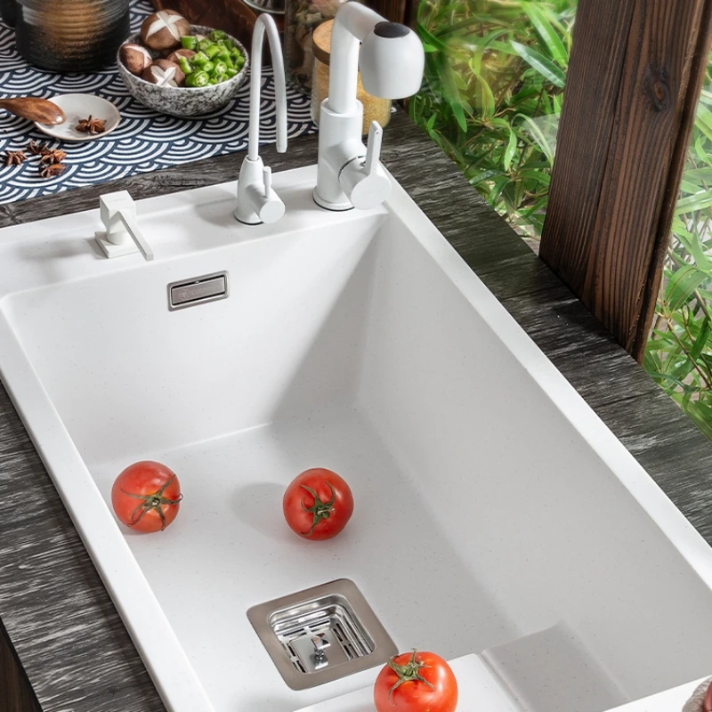 Quartz stone water tank, granite stepped large single tank vegetable washing basin, kitchen dishwashing basin