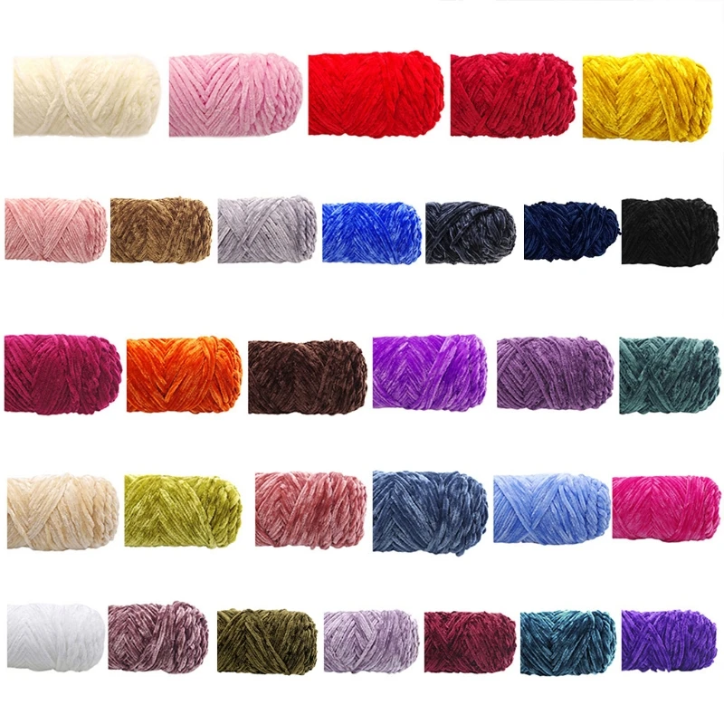 

Velvet Chenille Yarn for Hand-Knitted Medium Thick Faux Wool Crochet Thread DIY Craft Scarf Sweater Knitting Supplies