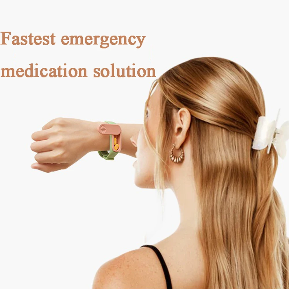 Ultra Portable Medicine Box Wristband with 360° Rotation and Lock a Portable Medicine Storage Box for the Elderly and Children