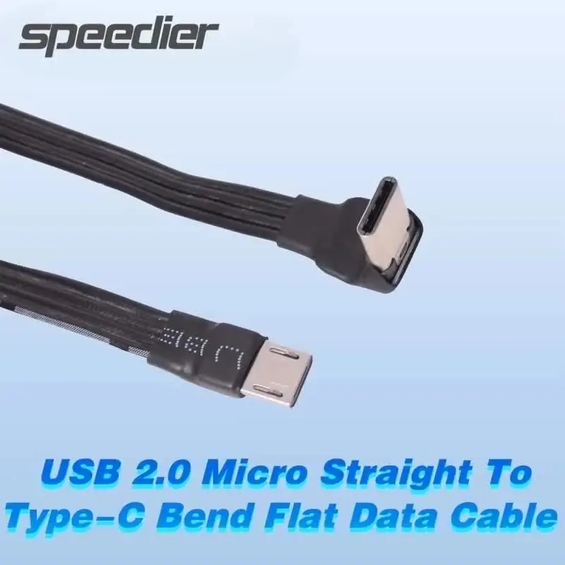 FFV USB 2.0 Type-C вверх вниз угол 90 градусов прямой штекер Micro плоский кабель гибкий