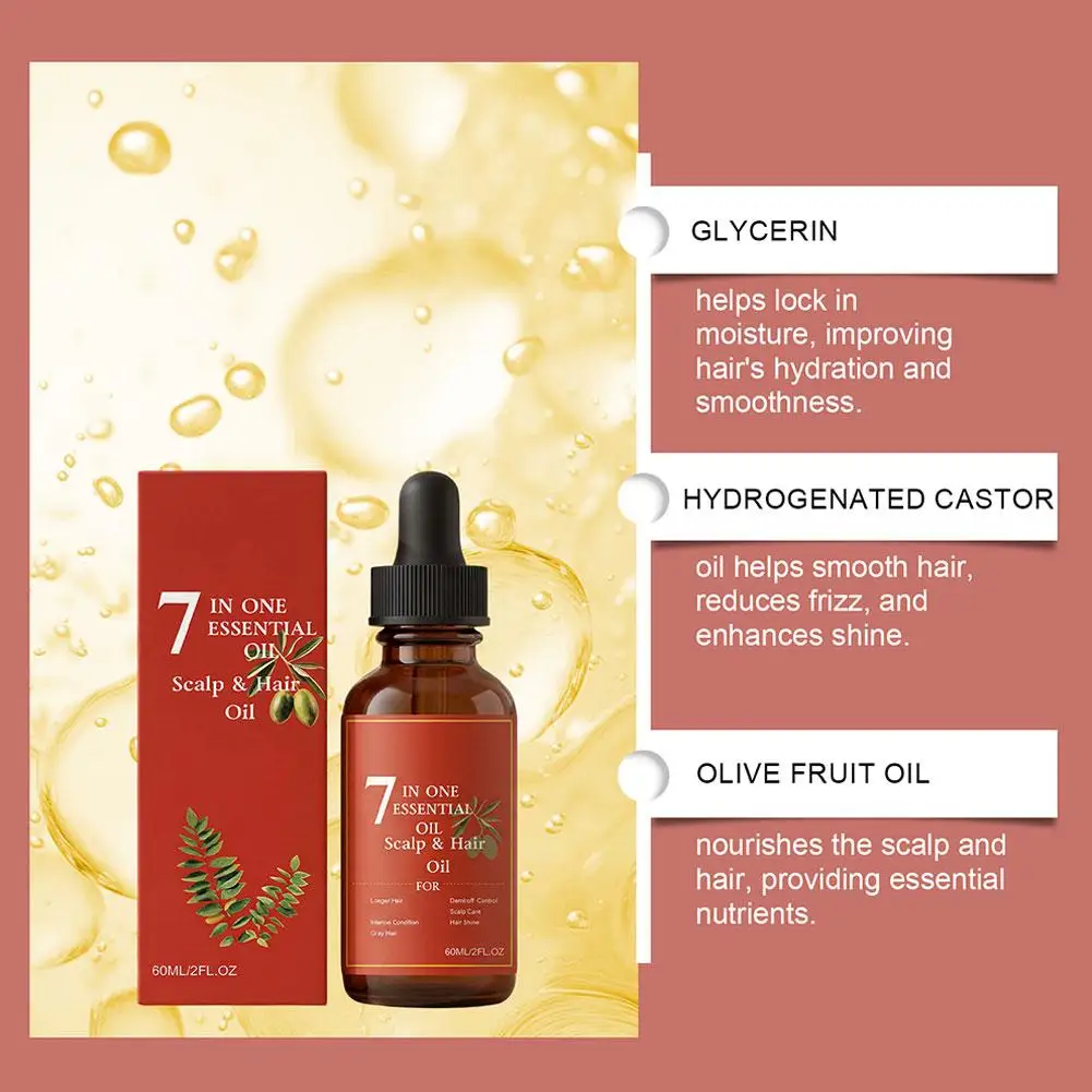 Olio Essenziale 7-in-1 per Cuoio Capelluto e Capelli, Formula Nutriente con Oliva e Rosmarino per Rinforzare le Radici, Ridurre la Caduta e Stimolare la Crescita - immagine 3
