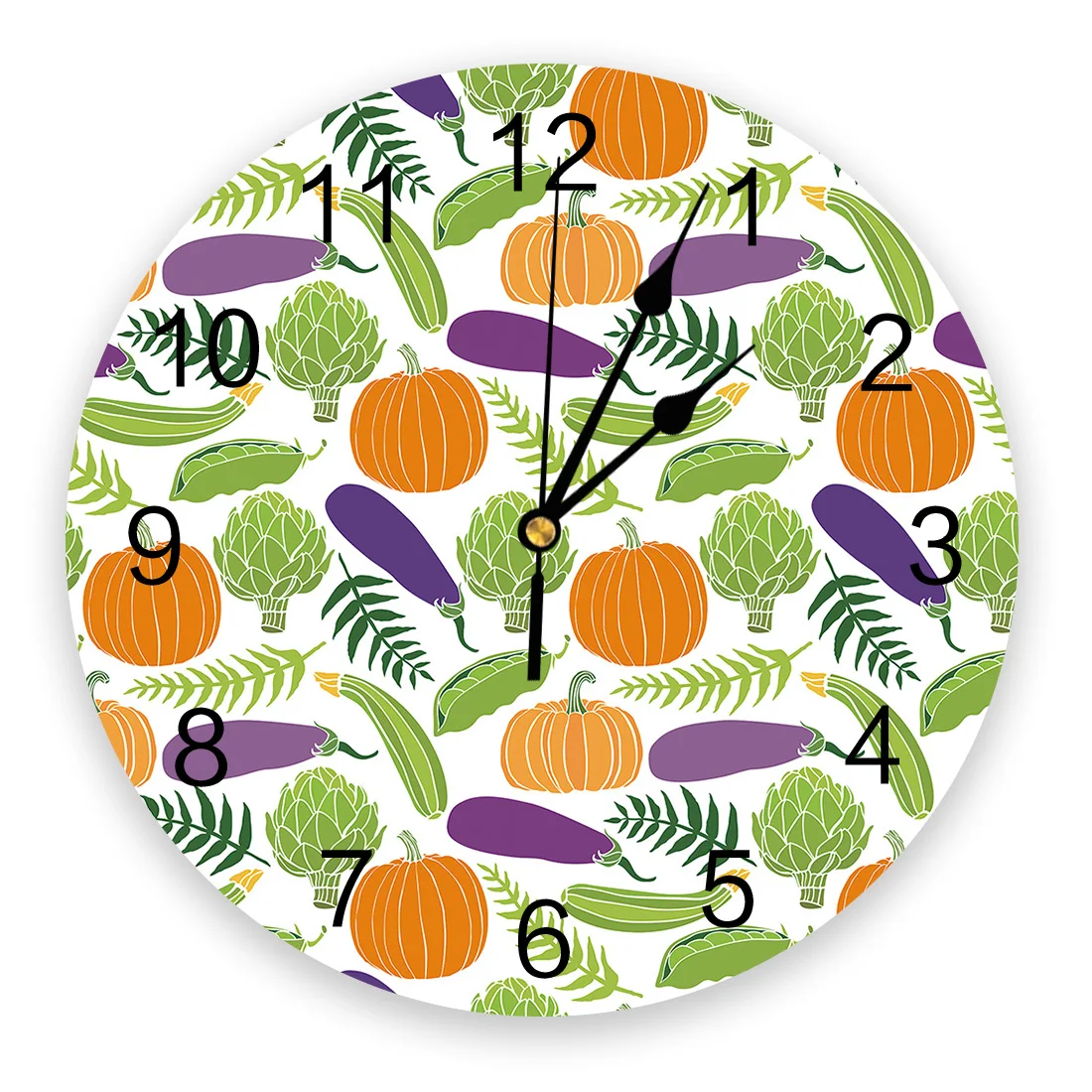 Reloj de pared de madera con frutas rojas frescas, reloj de cocina rústico  Pomme, relojes de pared grandes con pilas, 10 pulgadas, silencioso, sin