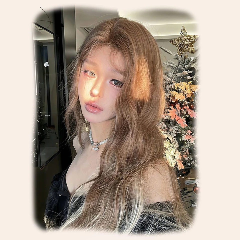 Brown Blonde Synthetic Curly Wavy Wig for Women