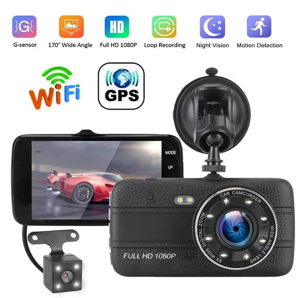 

Dash Cam Car DVR WiFi GPS Dashcam Night Vision 1080P Full HD Video Recorder Rear View Vehicle Camera Parking Monitor Black Box