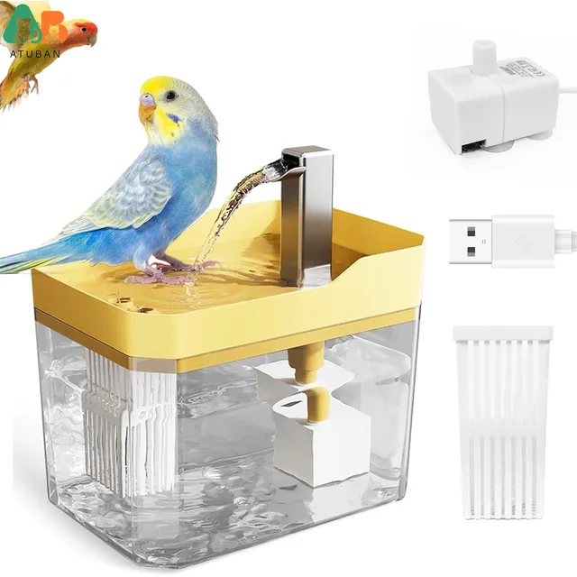 ATUBAN อัตโนมัติ Parakeet Bird Bath พร้อมปั๊ม, Bird Shower Fountain อ่างอาบน้ําในร่มพร้อมน้ําไหล, ก๊อกน้ําอ่างอาบน้ํา Parrot 1