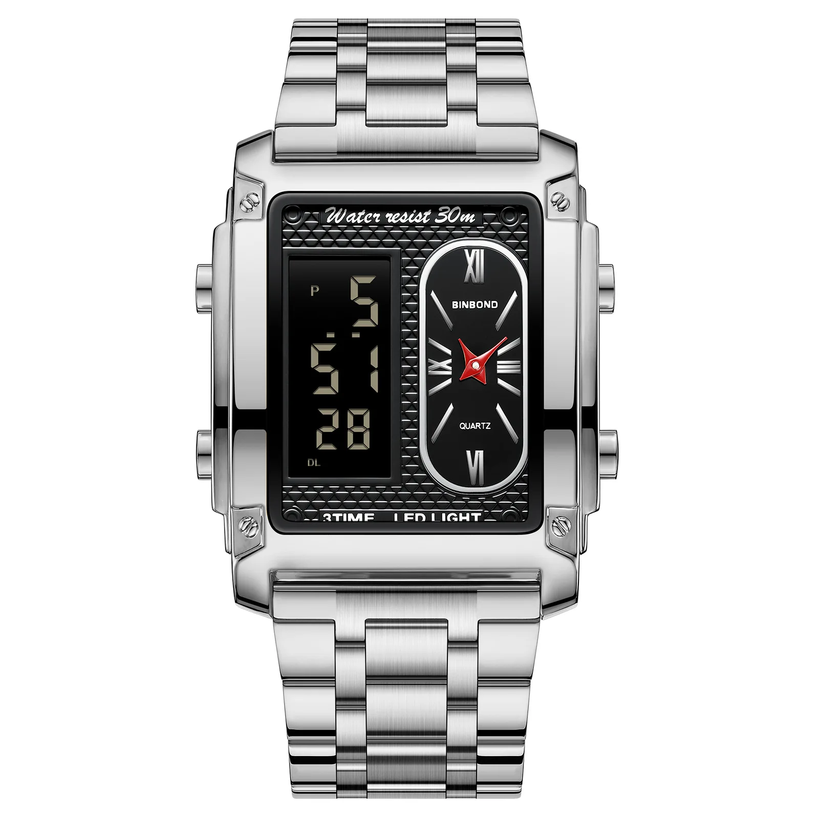 UTHAI Men Watch Business Brand Square Sports Dual Display