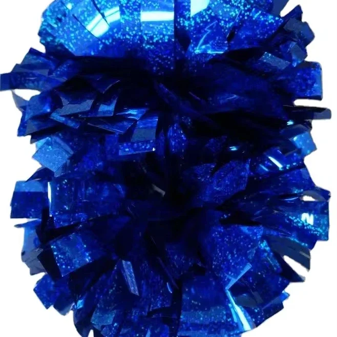 Blue metallic plastic colorful Poms,4" 6" 8" 10" cheer pom poms