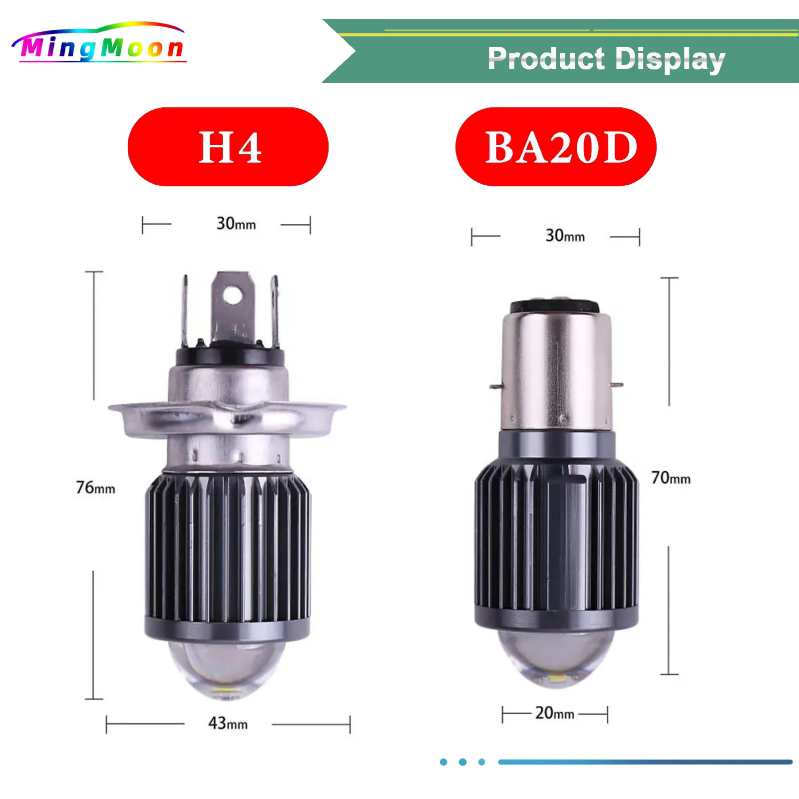 Motorcycle LED Lights 1pcs BA20D H4 LED Bulbs Motorcycle Accessories Headlight CSP Lens White Yellow Motorbike Scooter Fog Lights 12V 6000K