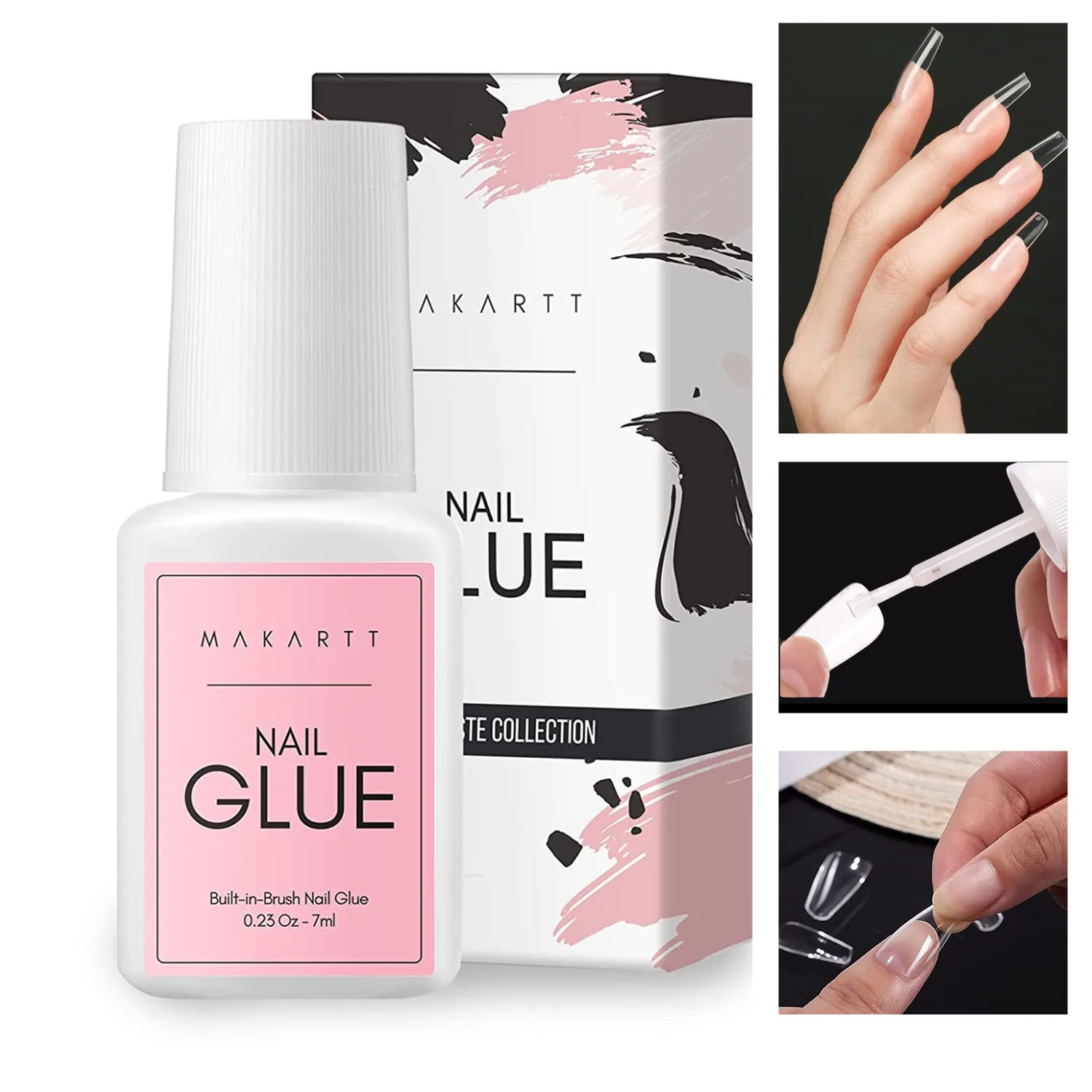Makartt Nail Glue for Acrylic Nails Super Brush on Nail Glue Kit Bond Quickly Artificial Nail Adhesive Glue for Nail Tips 2