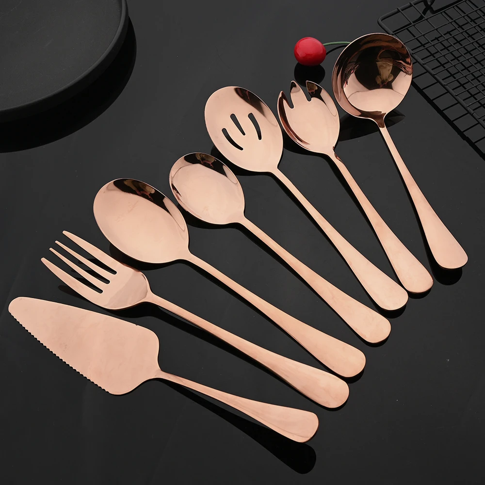Stainless Steel Cutlery Set Rose Gold Dinnerware Cutlery Set Fork Colander Spoon Cake Shovel