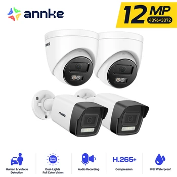 Annke 12MP HD IP Security Camera Poe 6K Dual Light Audio Fixed Bullet Camera Human Vehicle Detection 256G SD Storage ONVIF IP67 1
