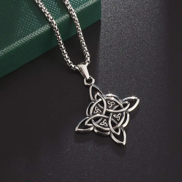 Collana Donna Argento 925 Placcato Oro, Ciondolo Nodo Celtico Con Zircone, Catena 45 Cm