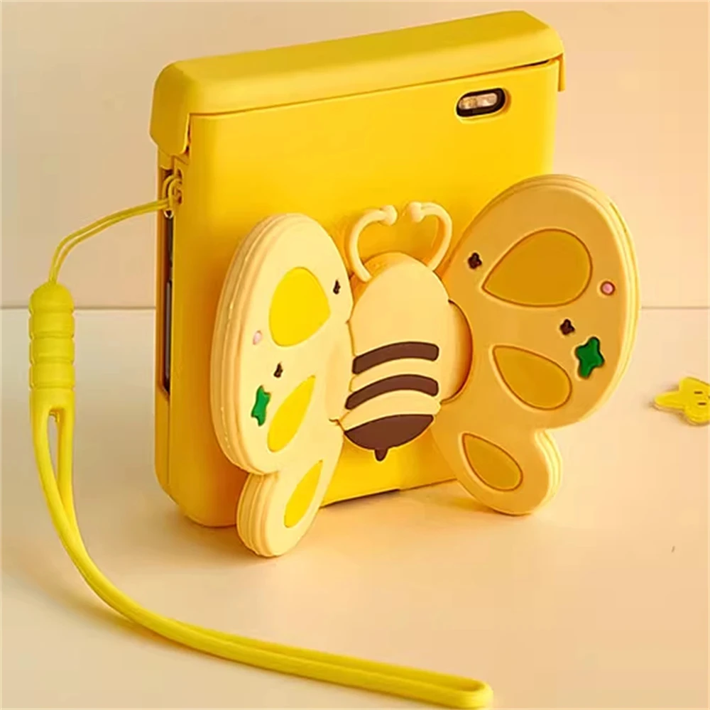 Adorable 3D Bee Hinge Protective Case with Hand Strap