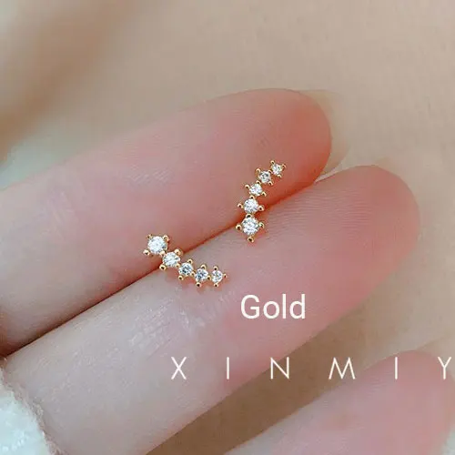 Simple Fashion Gold/Silver Color Korean Pave Zircon Mini Small