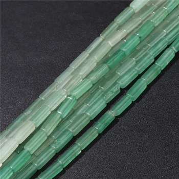 천연 튜브 큐브 스톤 비즈, 직사각형 녹색 Aventurine 비즈, 여성용 쥬얼리 제작, DIY 팔찌 귀걸이 액세서리, 4x13mm