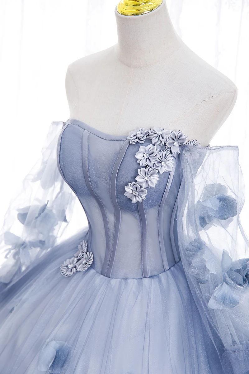 Customized Quinceanera Dress Tulle Applique Flowers Detachable Sleeeve  Strapless Ball Gown Pornos De 15 Aos Prom Party Vestidos - AliExpress 320