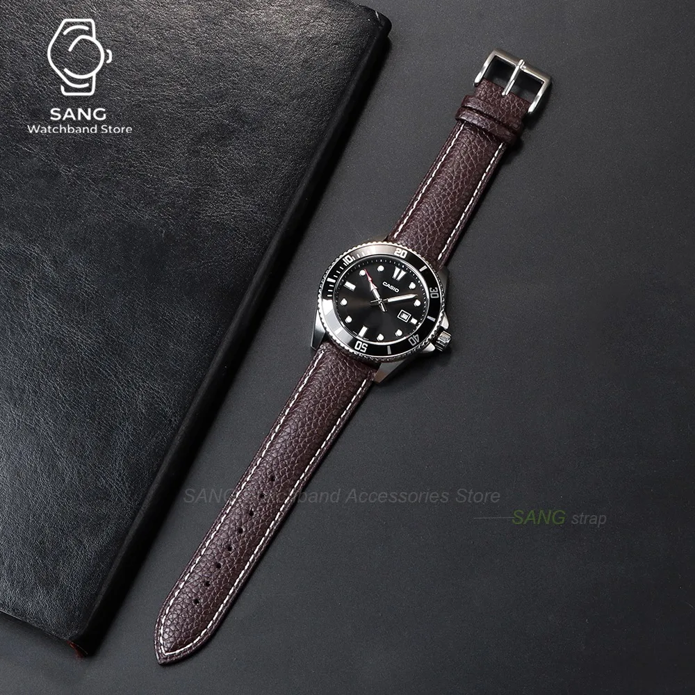 Universal Leather Watchband with Solid Buckle - Calfskin Strap