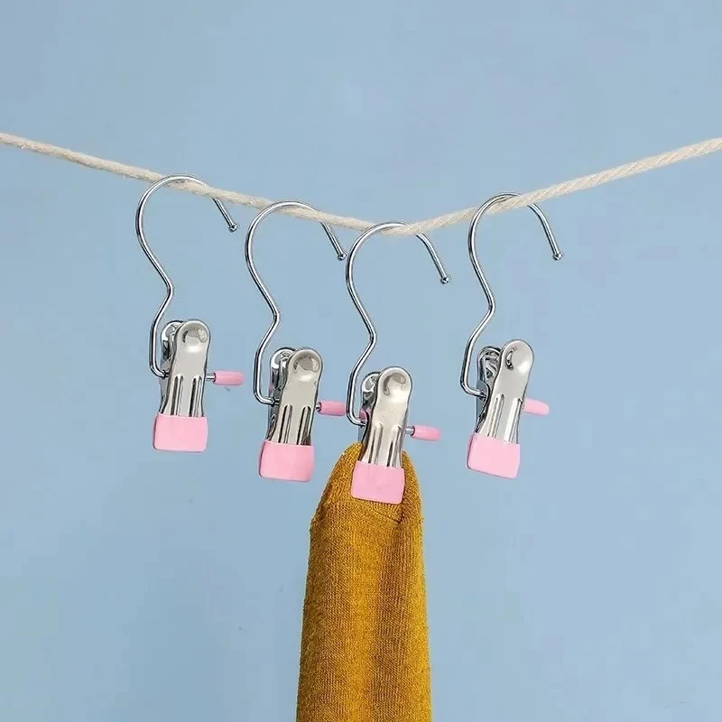 Multifunctional Hook Clip Stainless Steel Laundry Hooks Socks Towels Clips Closet Organizer Hangers Home Storage Peg Accessories