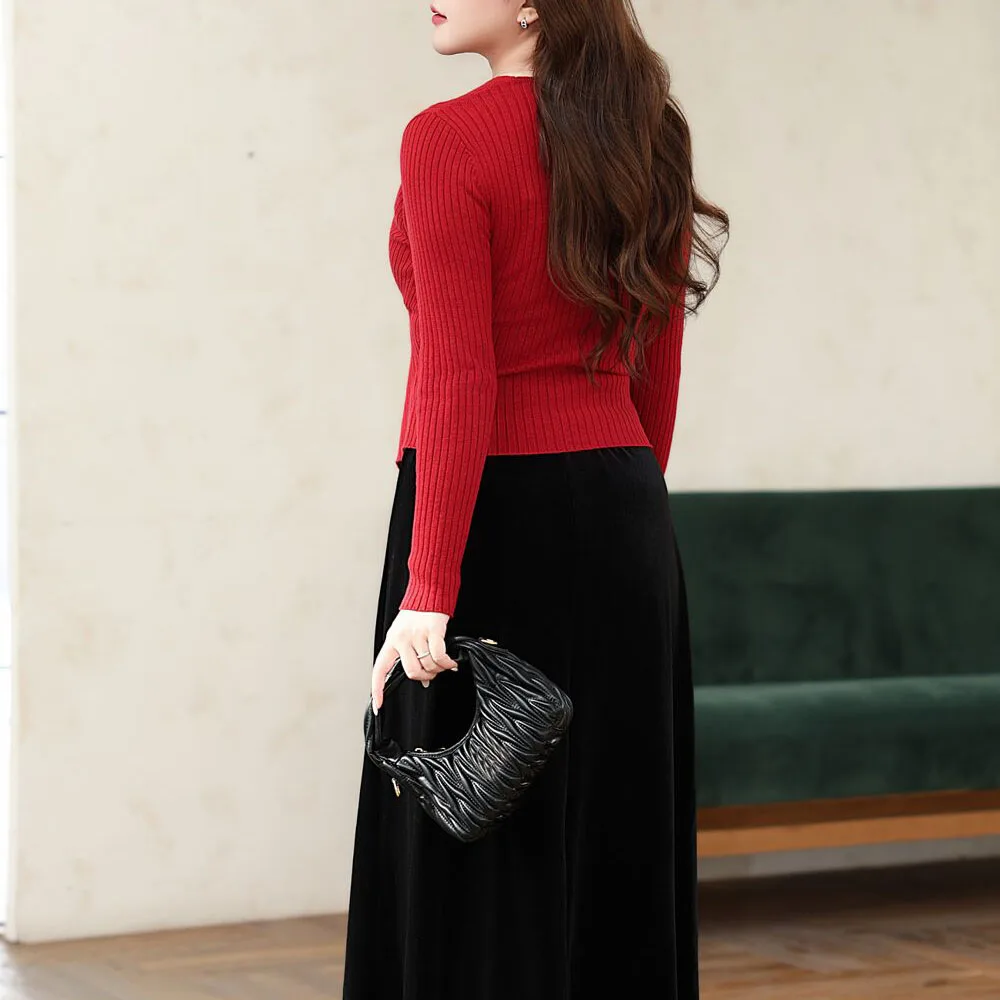 XXXXL Fashion Plus Size Women's Sweater Premium Cross V-Neck Knitted Pullover Gentle Sexy Slim Jumper Autumn Winter 8775