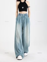 Summer Luxury Soft Cozy 100%Lyocell Fabric Woman Jeans Loose Wide Leg Elastic Waist Pants Fashion Casual Trousers Plus Length - Image 2