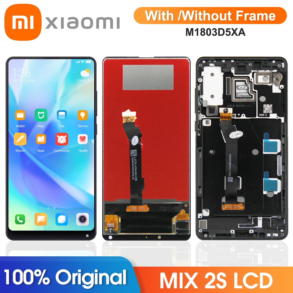 

5.99" Mix2S Display Screen Replacement, For Xiaomi Mi Mix 2S M1803D5XA LCD Display Touch Screen Digitizer Assembly with Frame