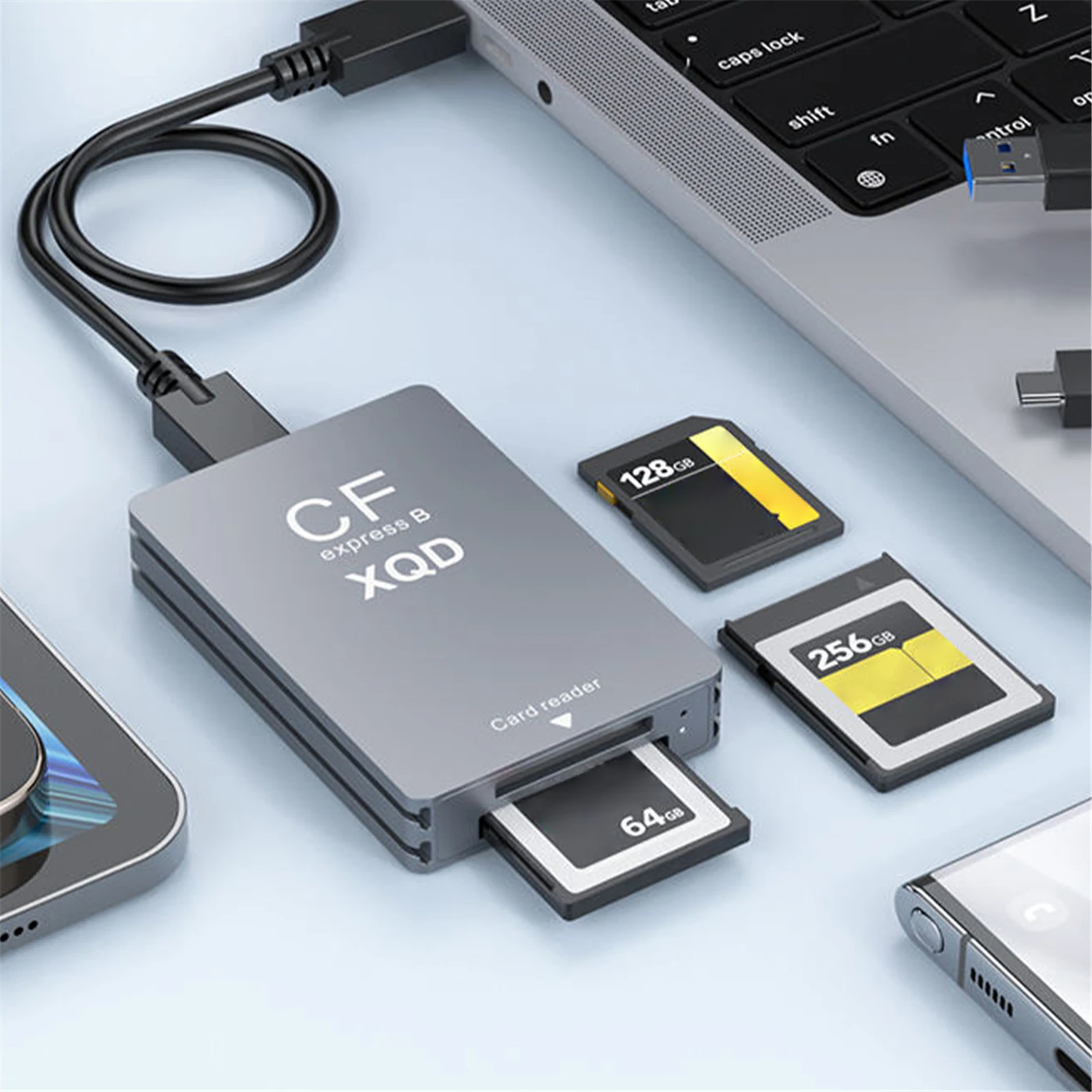 USB C-USB A/C 지원 기능이 있는 10Gbps XQD/SD 메모리 카드 리더기, 전문 영화 제작자 및 콘텐츠 제작자를 위한 썬더볼트 3/4 포트 지원