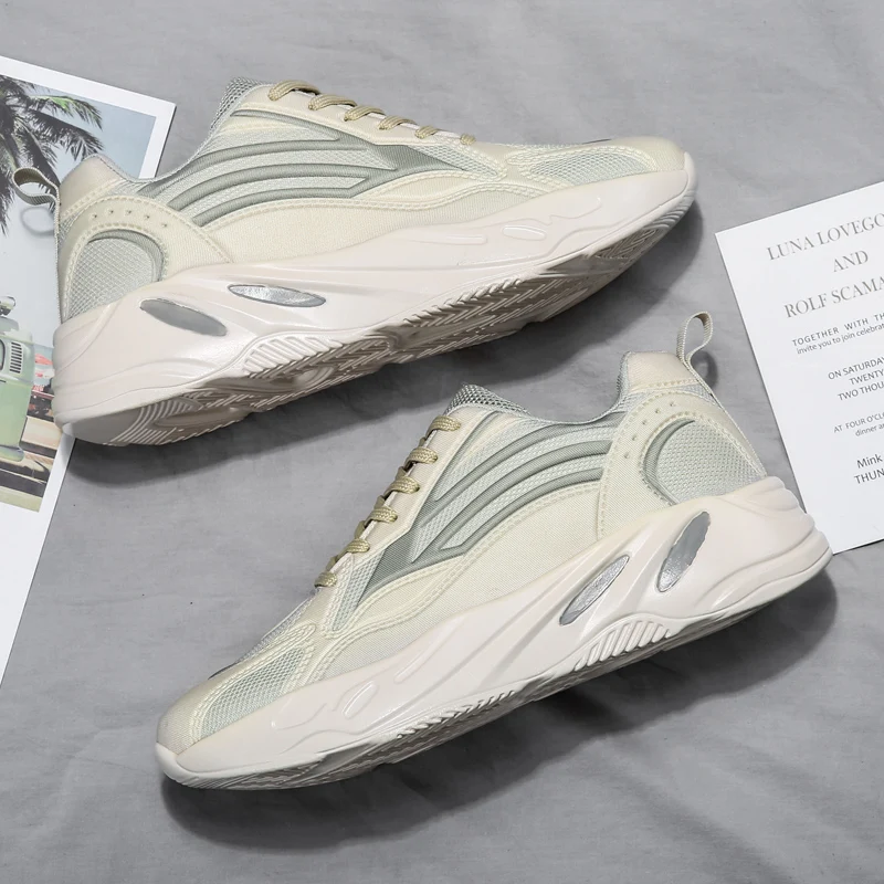 Mode maille décontracté Lac-up hommes léger vulcaniser chaussure marche baskets homme course chaussures de sport_voghion.com