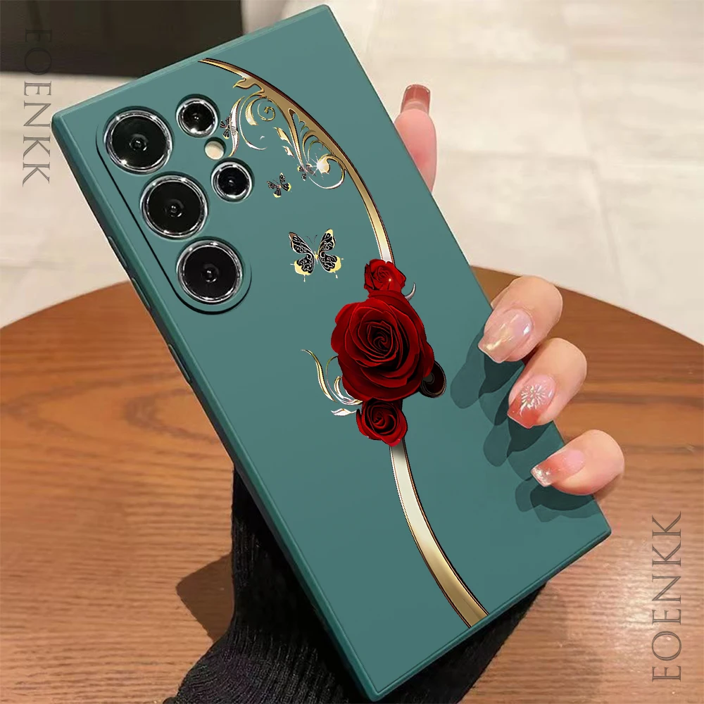 Elegant Rose Silicone Case - Slim Fit Anti-Fall TPU Cover, Stylish Luxury Gift