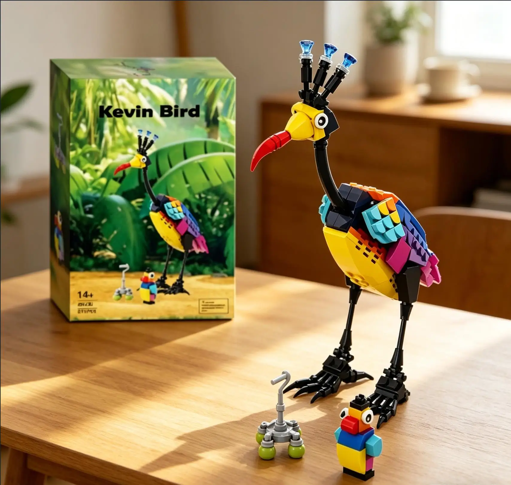 Filme de animação Up - Modelo de blocos de montar do pássaro Kevin - Brinquedo de montar com peças pequenas, de design próprio_voghion.com