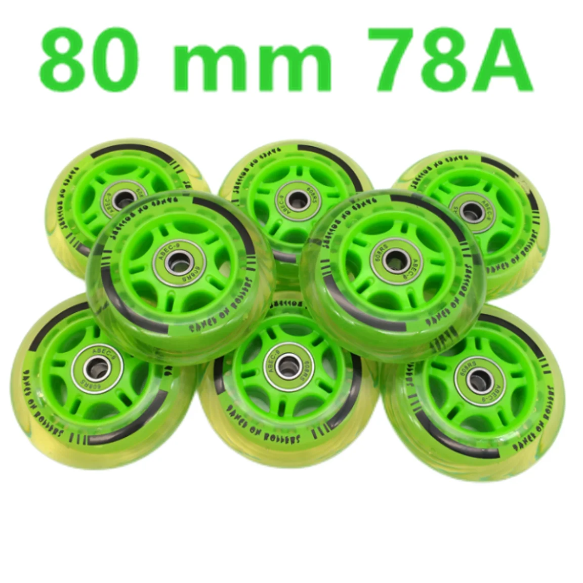 Roller Skating Wheels skate wheel roller wheel transparent green 78a bearing 608 8 wheels/lot