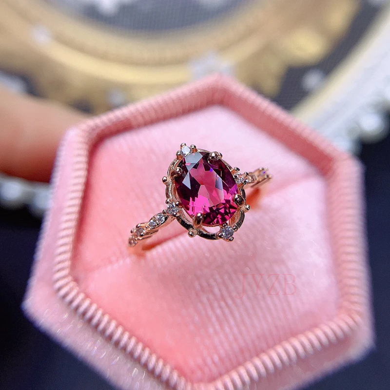 6*8mm Oval Magnesium Aluminum Ring 925 Sterling Silver Women's