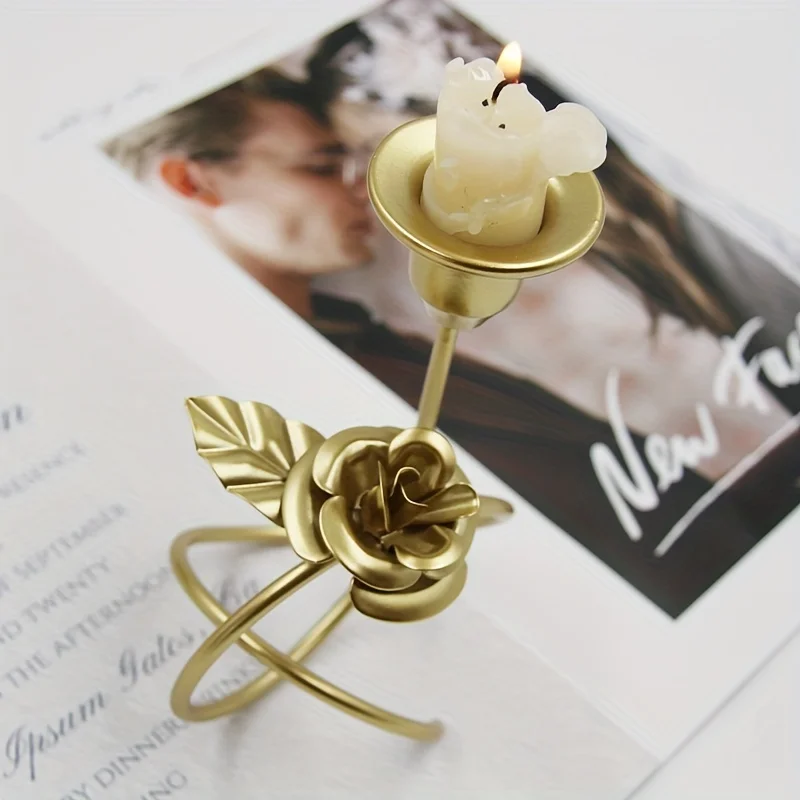 

1pc curved geometric iron flower candlestick decoration suitable for all kinds of parties dinners weddings