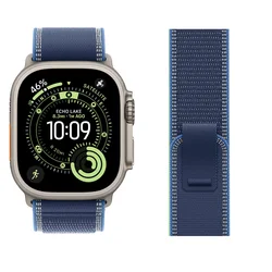 Premium Nylon Trail Loop Strap for Apple Watch Ultra - Versatile and Durable Band for All Series (Titanium Blue)