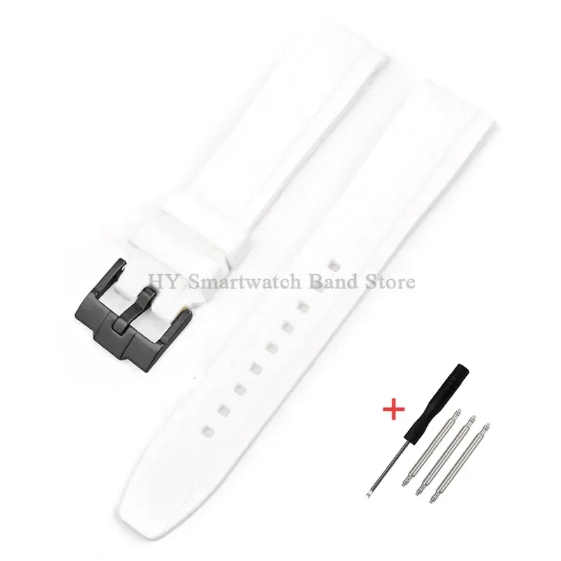 Waterproof Rubber Sport Watch Strap with Curved Design and Metal Pin Clasp