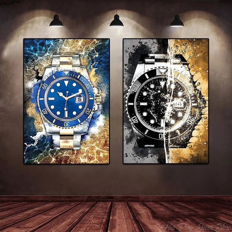 

Luxury Watche Graffiti Canvas Painting Pop Art Posters and Prints Wall Decoration Art Pictures for Home Office Room Decor Gifts