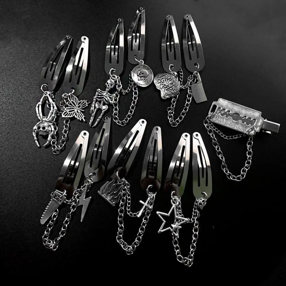 

Alloy Butterfly Y2K Chain Star Metal BB Clip Korean Style Hairpin Punk Hair Clip Women Hair Accessories Cool Cross Barrette
