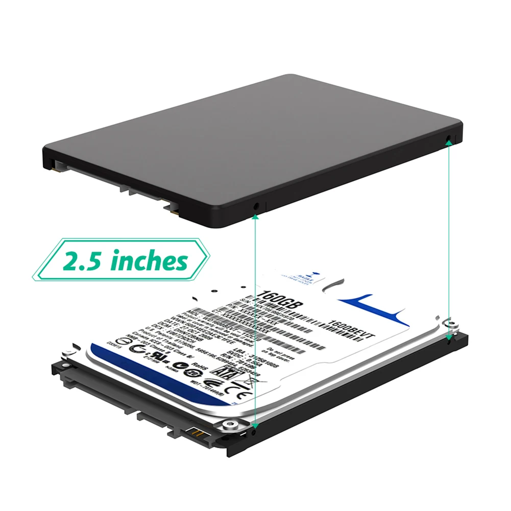 M.2 NGFF B 키 - 2.5인치 SATA SSD 인클로저 6Gbps 하드 디스크 케이스 인클로저 M.2 NGFF SSD - 2.5인치 SATA III 어댑터 (노트북용)