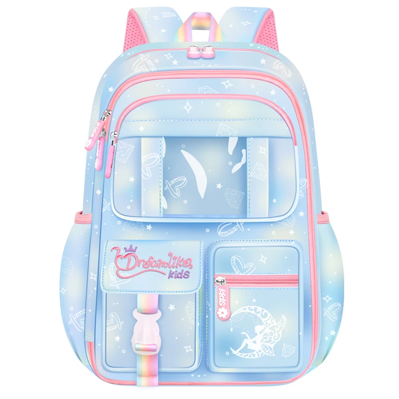 Girls Fantasy Pink Schoolbag Lightweight Nylon Backpack For Students 6~13 Year Old Children Mochila  6777 3