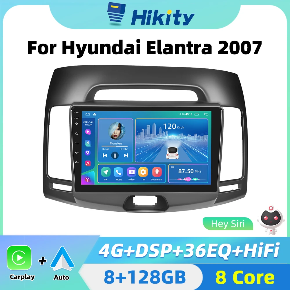 Hikity Android Autoradio Lettore Multimediale Per Hyundai Elantra 2007-2010 2 Din Car Stereo Carplay Auto Android Navigazione Gps