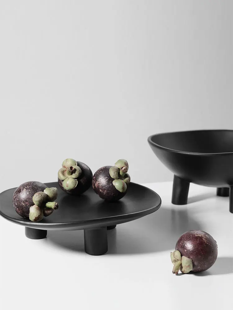 

Modern Minimalist Black Resin Tall Fruit Bowl Decoration Living Room Coffee Table Fruit Plate Ornament