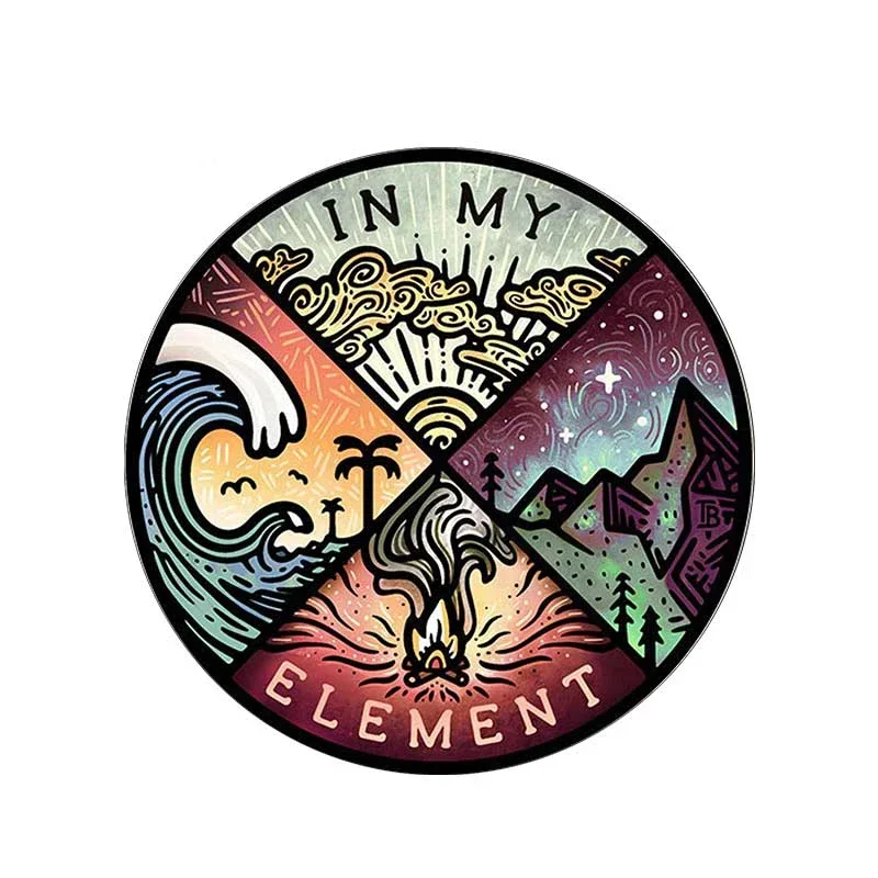 Personality Original Life Element Car Sticker Waterproof Scratch Resistant Sticker Laptop Luggage Decoration, 14cm