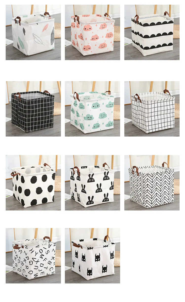 Panier à Linge Sale En Toile Pliable Et Imperméable - Panier à Linge Sale En Coton Et Lin - Panier De Rangement Pour Jouets De Bébé